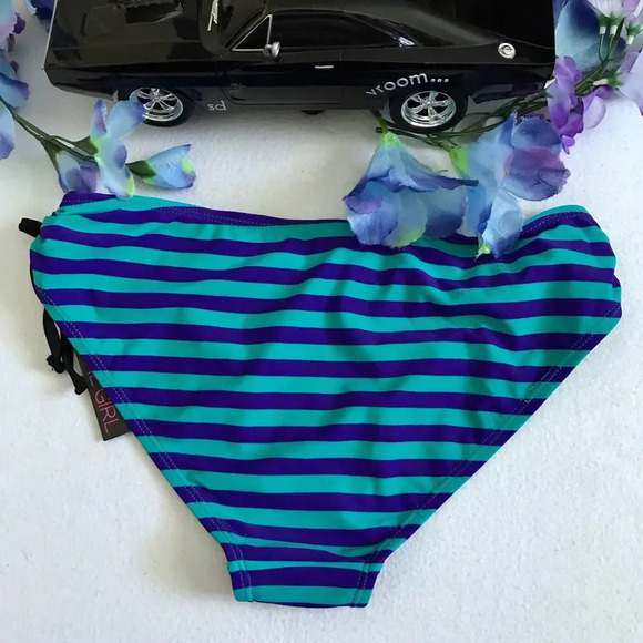 Material Girl NWT Striped Hipster Swim Bottom Juniors/Women M - Picture 6 of 11
